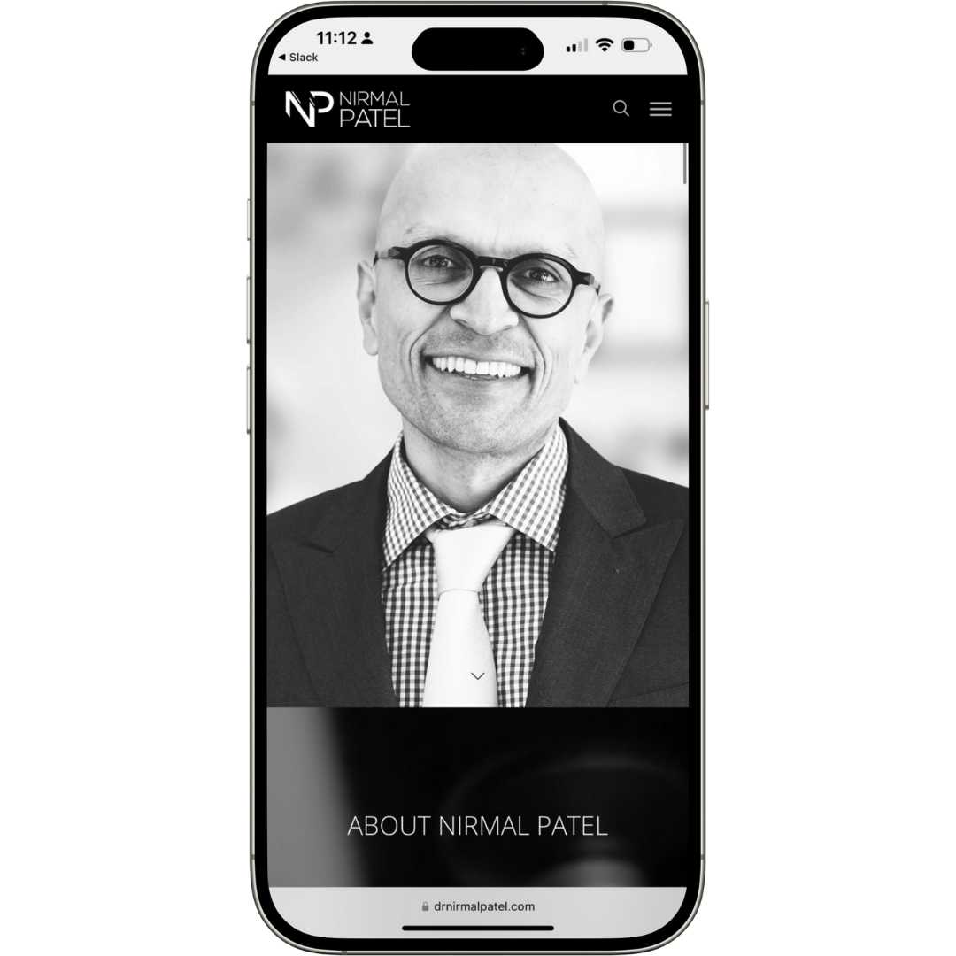 Nirmal Patel website mobile view - Wolf IQ