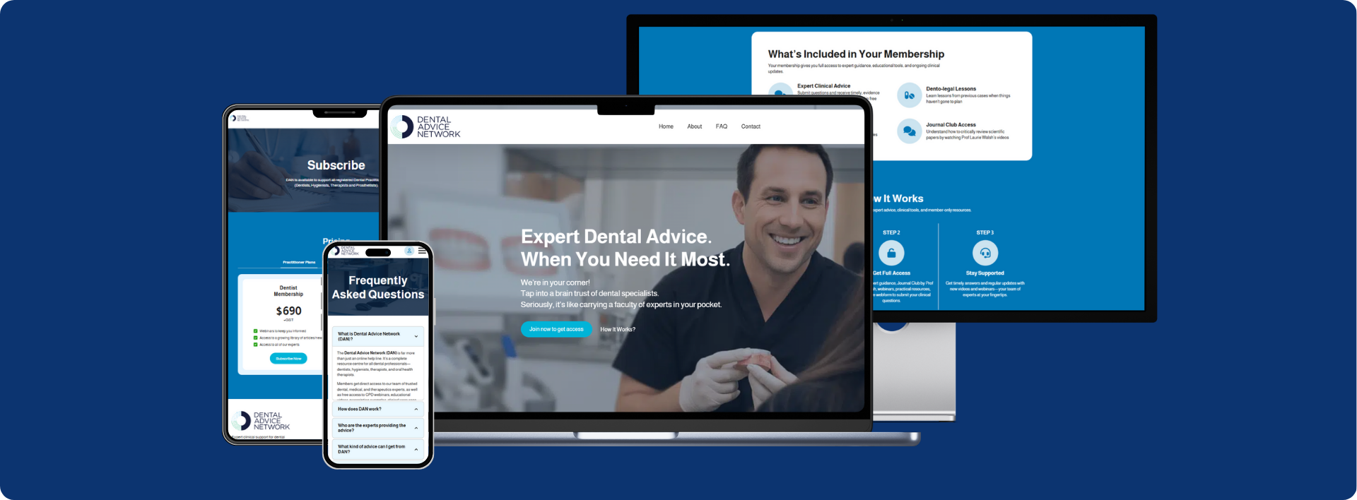 Dental Advice Network website on multiple devices - Wolf IQ