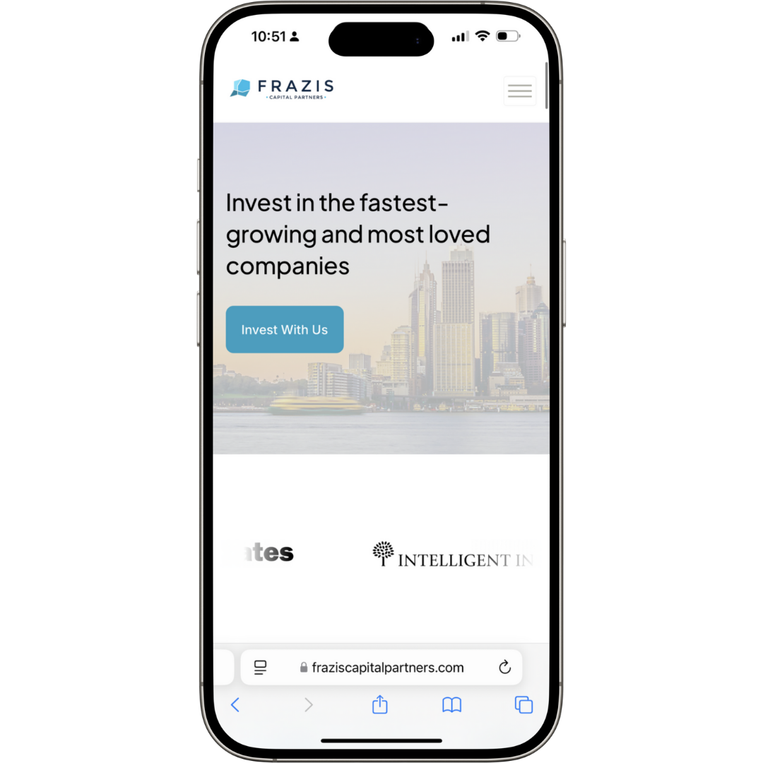 Frazis Capital website mobile view - Wolf IQ