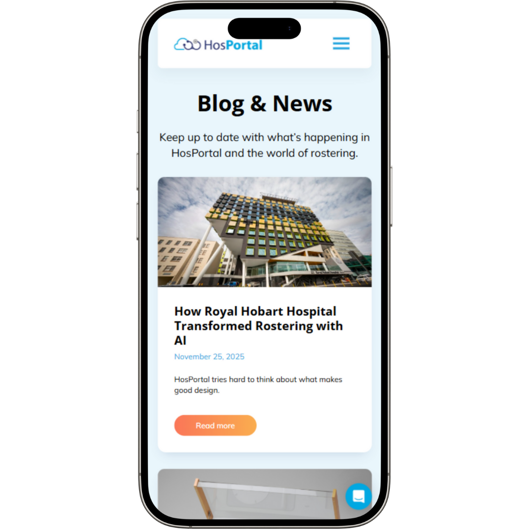 HosPortal website mobile view - Wolf IQ