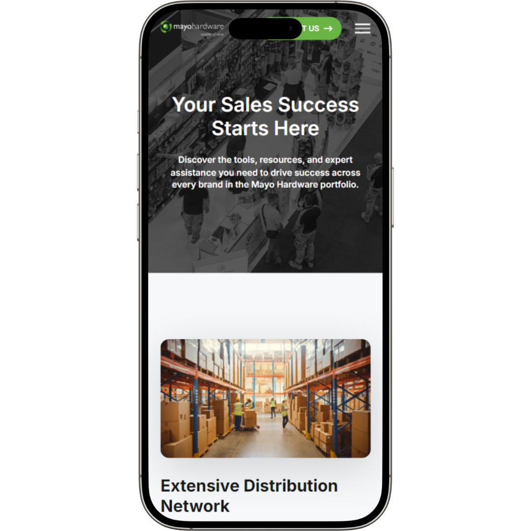 Mayo Hardware website mobile view - Wolf IQ