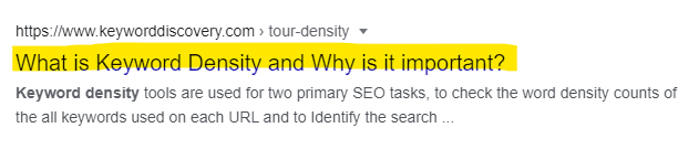 Local Keyword density