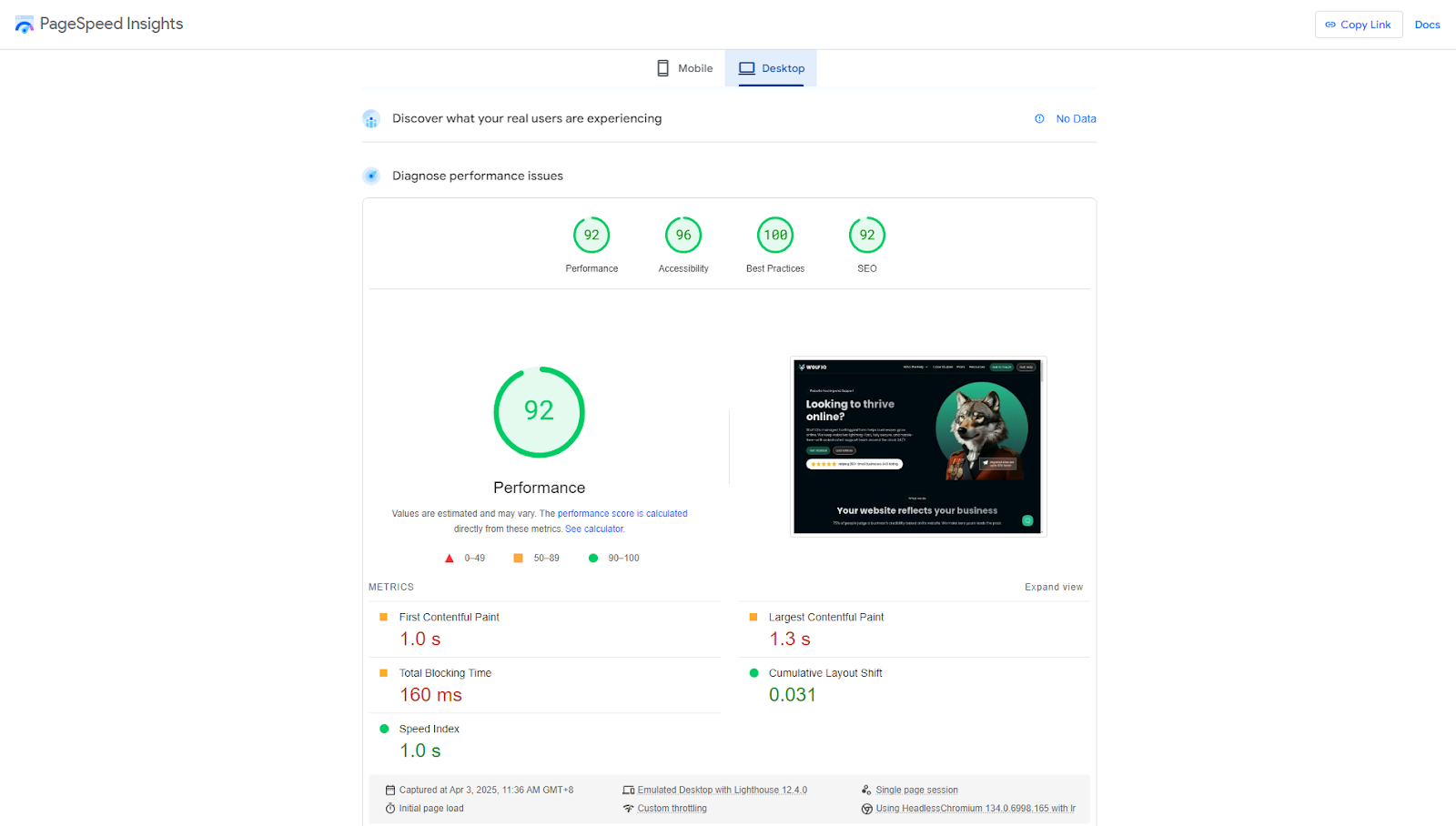 Using Google Page Insights for user experience - Wolf IQ