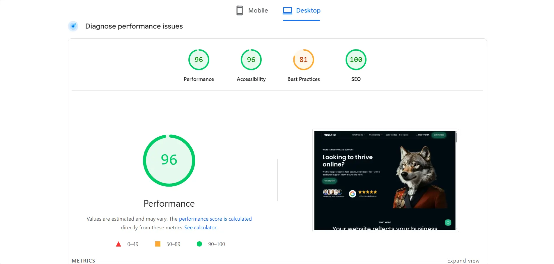 Performance checks and Core Web Vitals
