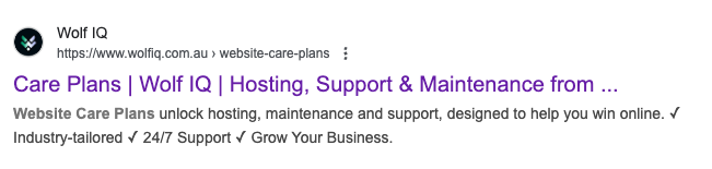 Meta description after optimisation