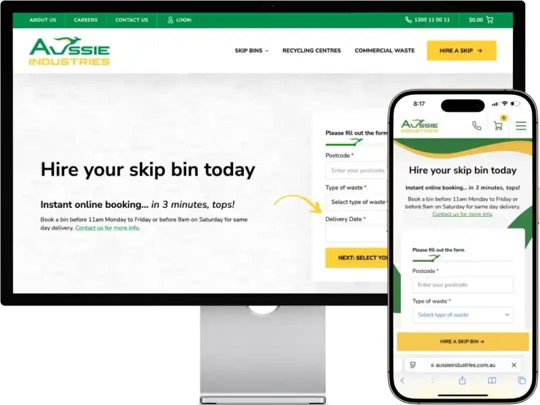 Aussie Industries website by Wolf IQ