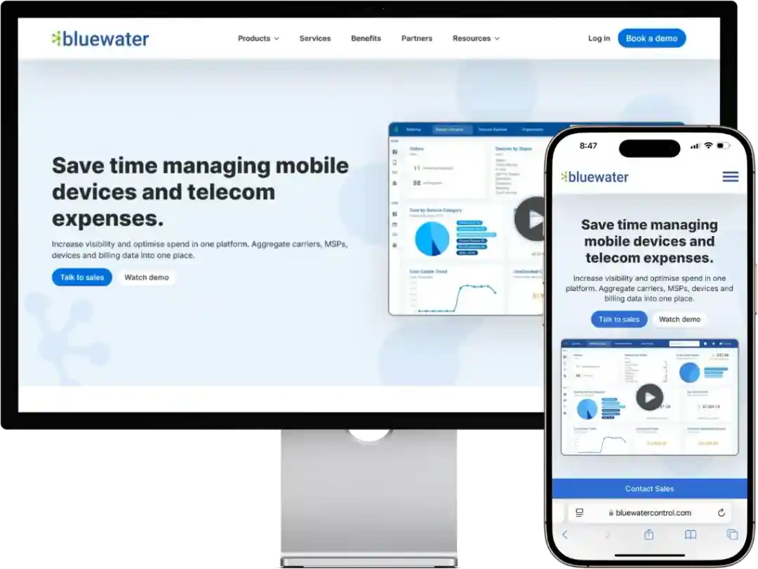 Bluewater Control website by Wolf IQ