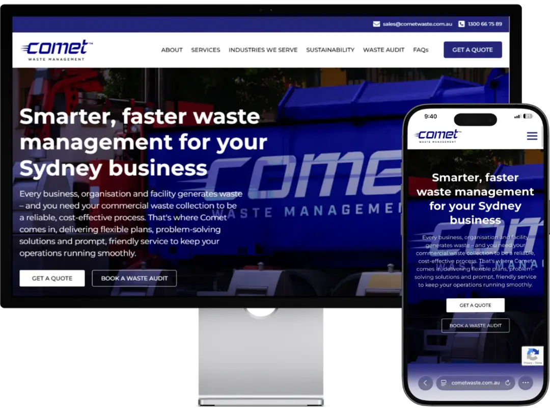 Comet Waste website by Wolf IQ
